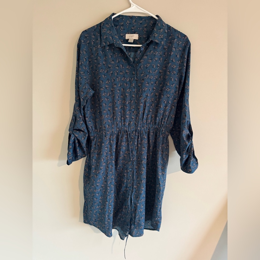 LOFT Navy Blue Floral Mini Dress